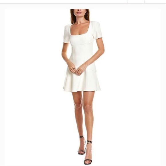 A.L.C Hayes seamed puff sleeve off white mini dress 12
